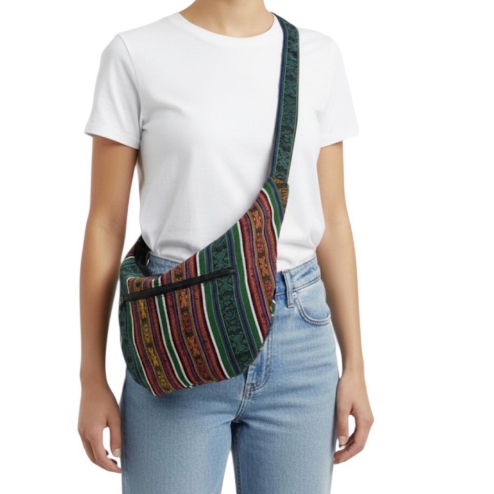 Colorful Striped Sling Boho Hippie Festival Style Bag